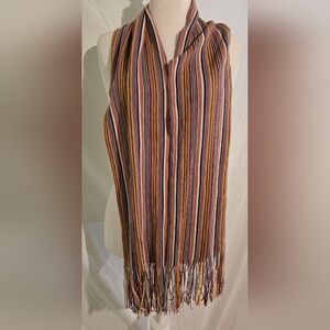 Striped Multicolor Fringe Scarf